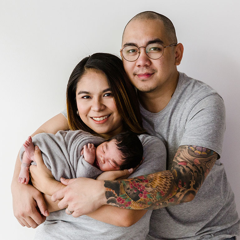Wearing Grey for your Melbourne Newborn Photography.